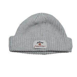 Jim Beam Grey Chunky Knit Beanie Hat With Embroidered Logo‎ Basic Minimalist